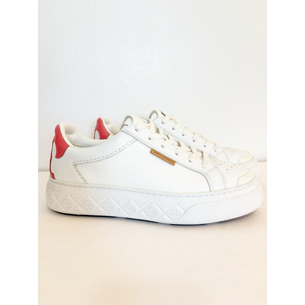 Tory Burch Ladybug Leather Sneakers Trainer Purity Coral Crush US 8